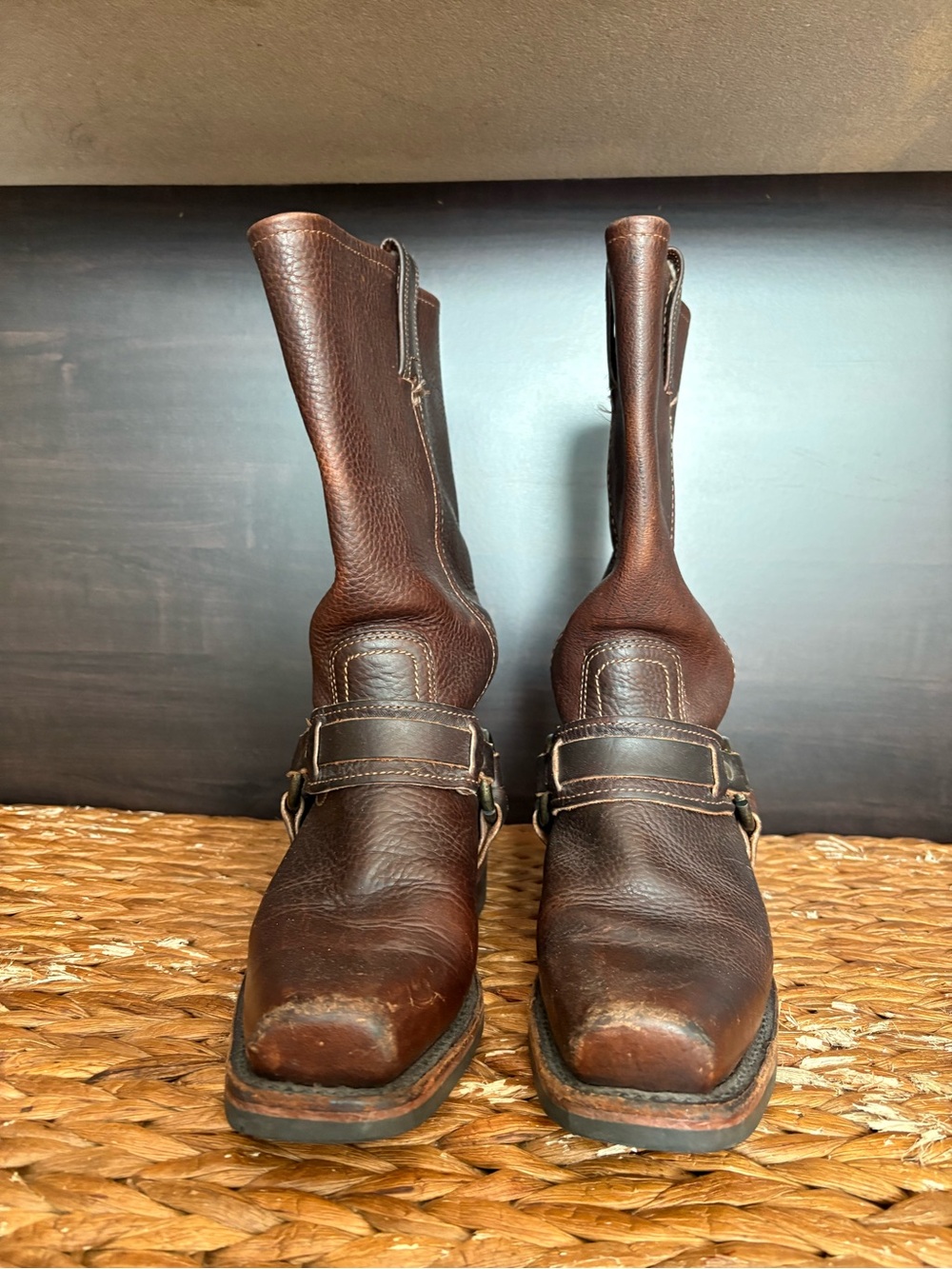 Frye Dark Brown Leather Harness Western Boots - Picture 4 of 9